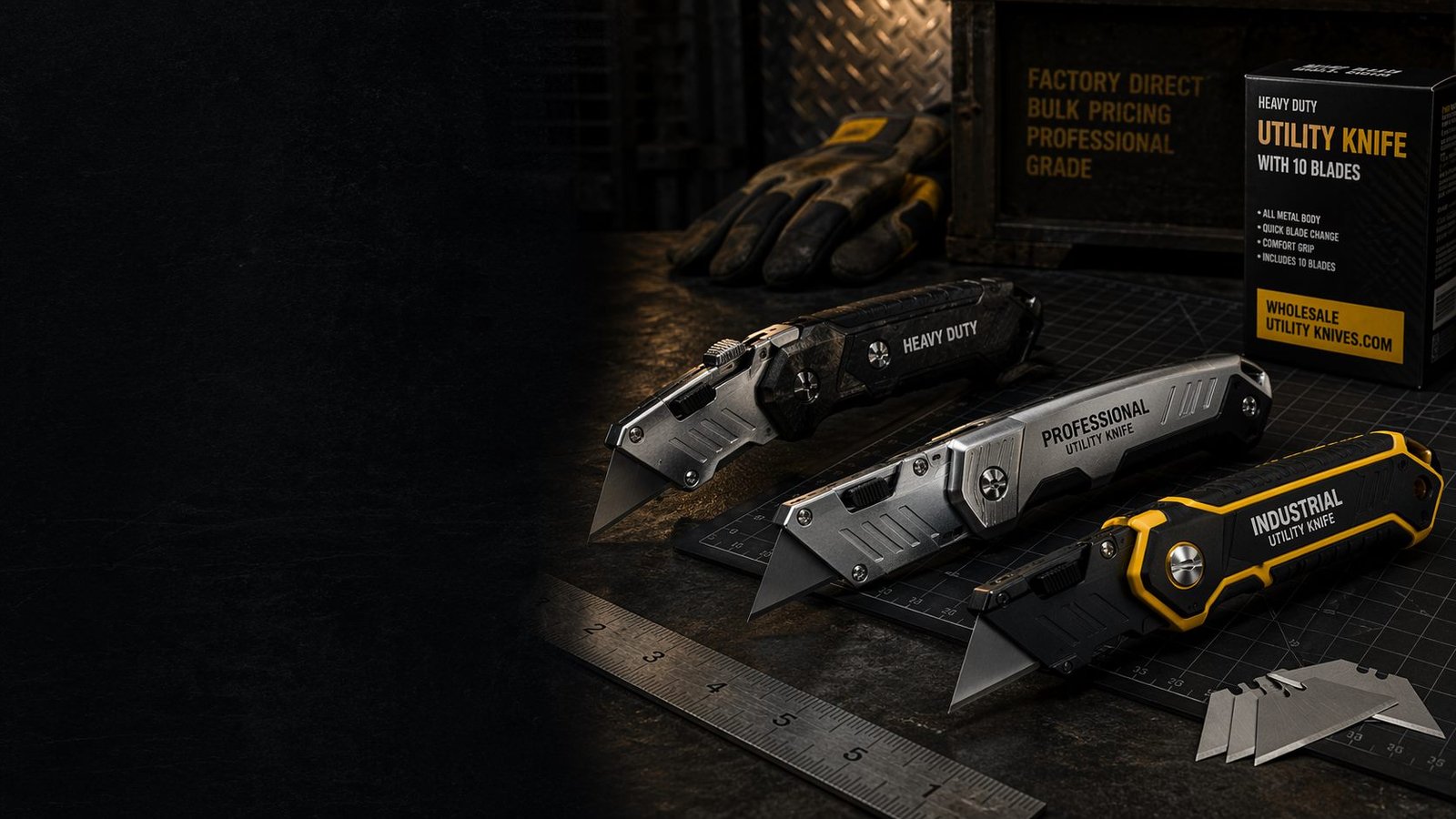 Banding, pallet work, and packaging lines utility knife application