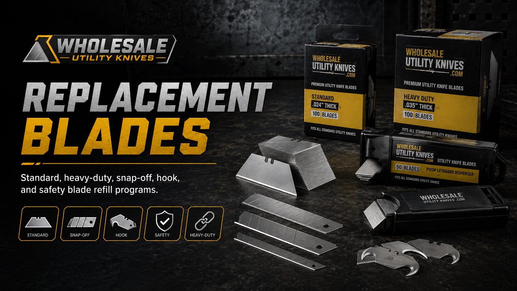 Blade refill and dispenser programs utility knife application