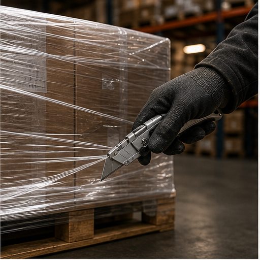 Shrink wrap and stretch film utility knife application