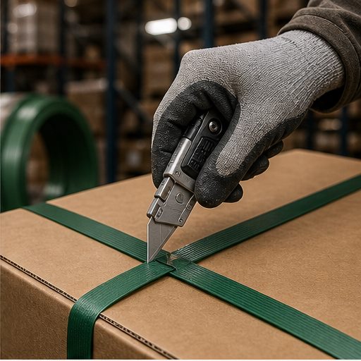 Banding, pallet work, and packaging lines utility knife application